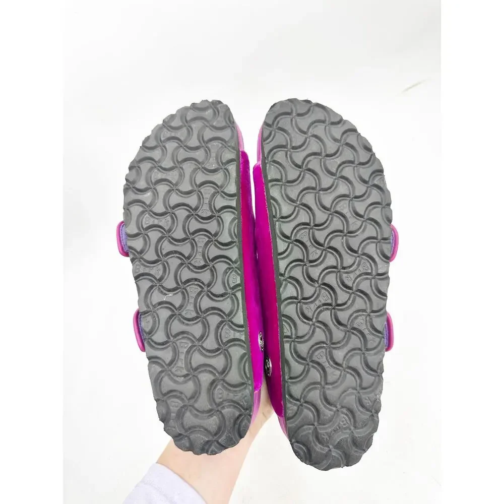 Manolo Blahnik Birkenstock Sandal in Fuchsia‎ Velvet 37